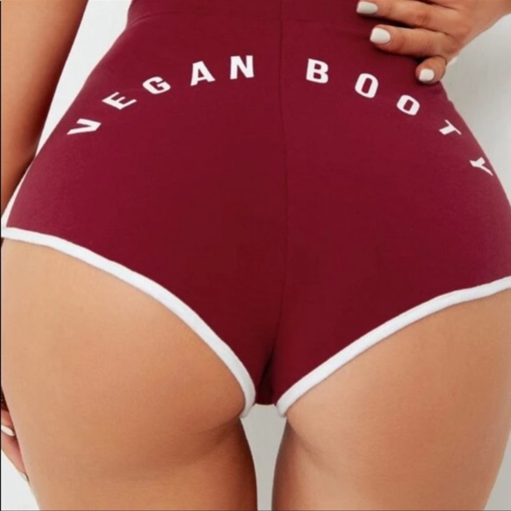 NWOT vegan booty cheeky shorts maroon size small